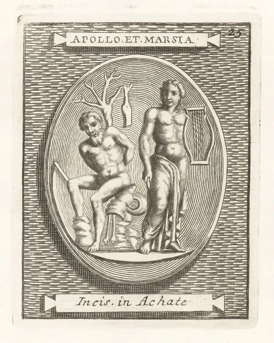 Framed Print : Greek god Apollo with the satyr Marsyas Framed Print : Greek god Apollo with the satyr Marsyas
