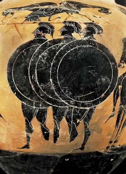 Greek hoplies. Greek classical art. Black-figure