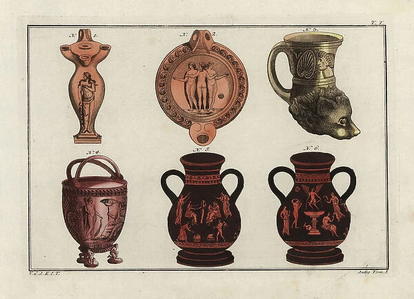 Greek lamps and vases