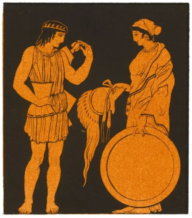 Framed Print : Greek Warrior Arming Framed Print : Greek Warrior Arming