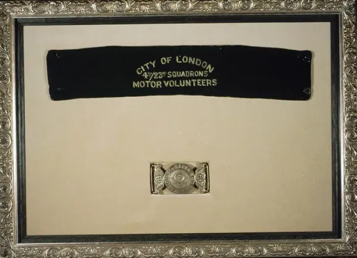 Framed Print : Green baize armband of City of London Motor Volunteers Framed Print : Green baize armband of City of London Motor Volunteers