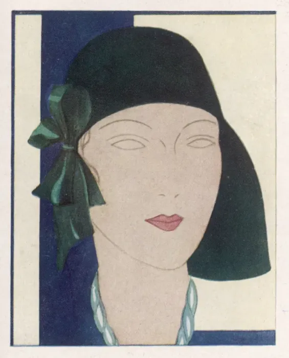 Framed Print : Green Hat with Bow 1930 Framed Print : Green Hat with Bow 1930