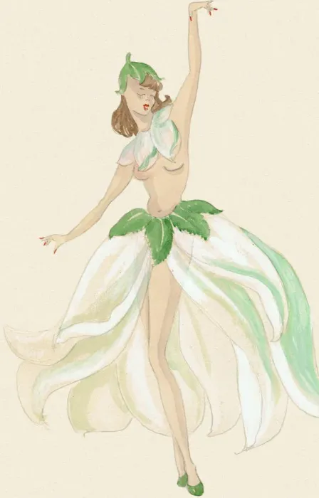 Framed Print : Green Leaf Skirt Dancer - Murrays Cabaret Club Costume