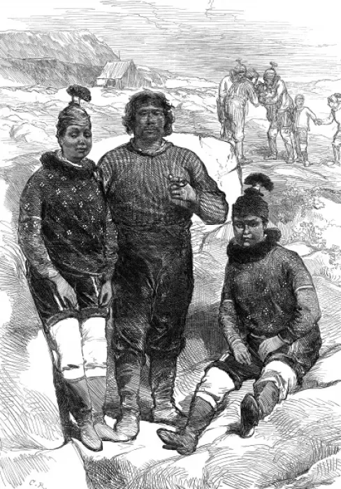 Framed Print : Greenlanders of Disco Island, 1875 Framed Print : Greenlanders of Disco Island, 1875