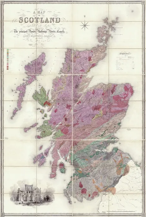 Framed Print : Greenoughs and Sharpe's Geological Map of Scotland Framed Print : Greenoughs and Sharpe's Geological Map of Scotland