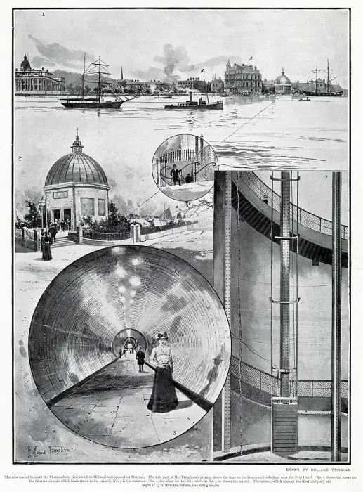 Framed Print : Greenwich Foot Tunnel - Walking Beneath The Thames 1902 Framed Print : Greenwich Foot Tunnel - Walking Beneath The Thames 1902