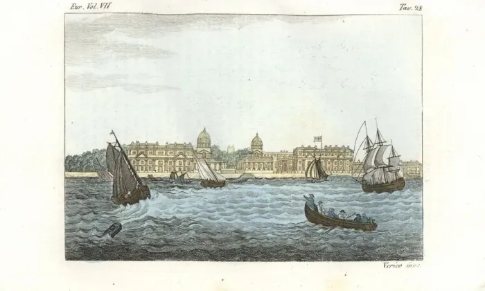 Framed Print : Greenwich Hospital on the River Thames, London, 18th century Framed Print : Greenwich Hospital on the River Thames, London, 18th century