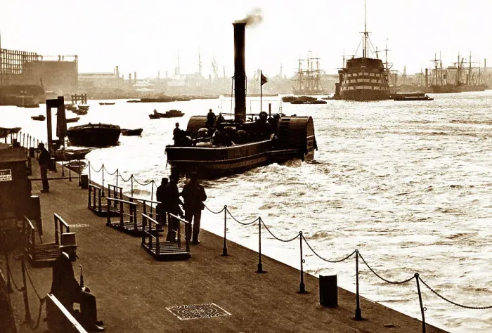 Framed Print : Greenwich Pier, London, Victorian period Framed Print : Greenwich Pier, London, Victorian period