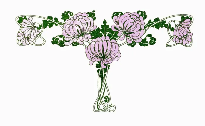 Framed Print : Greetings Card Art Nouveau Lilac Chrysanthemum Flower Swag Framed Print : Greetings Card Art Nouveau Lilac Chrysanthemum Flower Swag