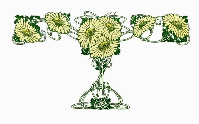 Framed Print : Greetings Card Art Nouveau Yellow Daisy Swag Framed Print : Greetings Card Art Nouveau Yellow Daisy Swag