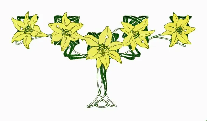 Framed Print : Greetings Card Art Nouveau Yellow Lily, Lillies Flower Swag Framed Print : Greetings Card Art Nouveau Yellow Lily, Lillies Flower Swag