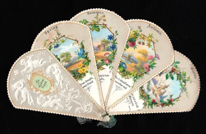 Framed Print : Greetings card in the form of a fan Framed Print : Greetings card in the form of a fan