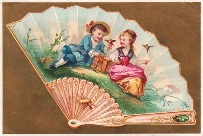 Framed Print : Greetings card in the form of a fan Framed Print : Greetings card in the form of a fan