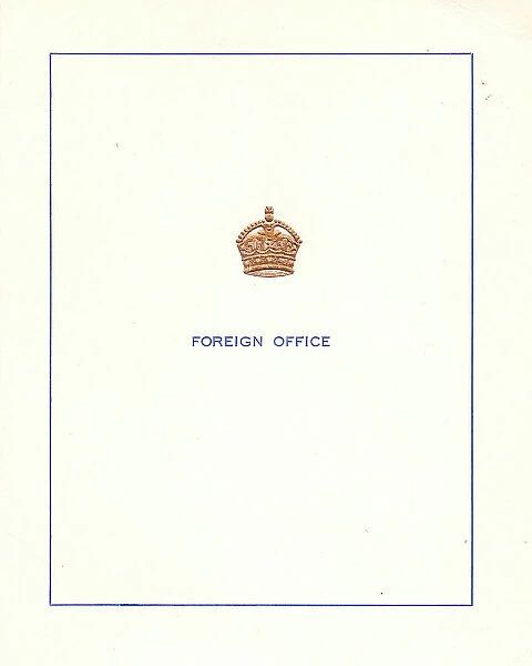 Greetings card with gold crown, British Foreign Office
