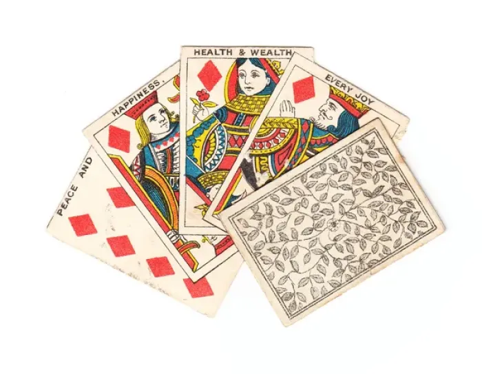 Framed Print : Greetings card with playing cards Framed Print : Greetings card with playing cards