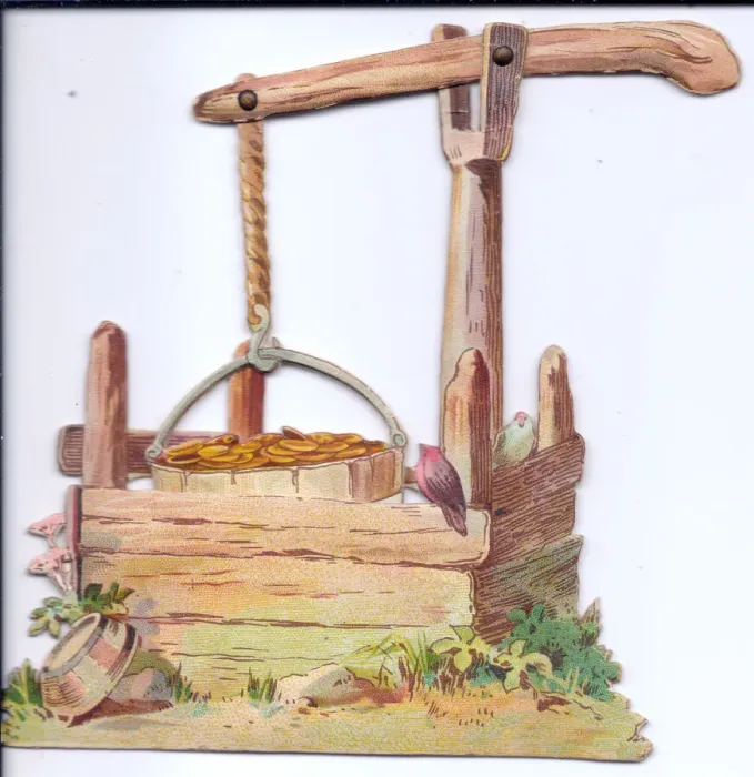 Framed Print : Greetings card in the shape of a well Framed Print : Greetings card in the shape of a well