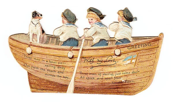 Greetings card in the shape of a boat