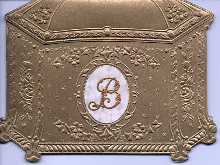 Framed Print : Greetings card in the shape of an ornate golden box Framed Print : Greetings card in the shape of an ornate golden box