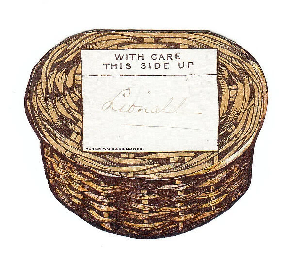 Greetings card in the shape of a wickerwork basket