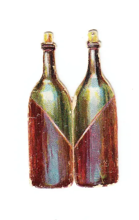 : Greetings card in the shape of two wine bottles : Greetings card in the shape of two wine bottles