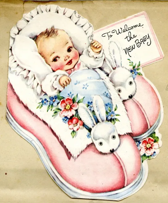 Framed Print : Greetings card, To Welcome the New Baby Framed Print : Greetings card, To Welcome the New Baby