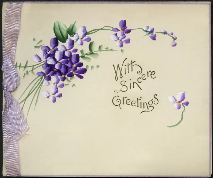 Framed Print : Greetings cards with purple flowers and silk ribbon Framed Print : Greetings cards with purple flowers and silk ribbon