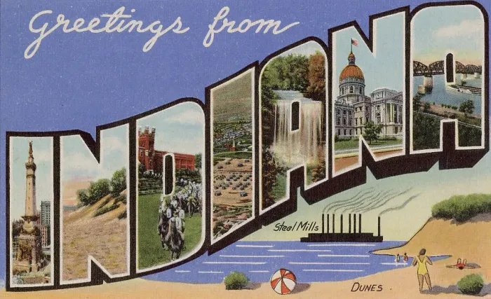 Framed Print : Greetings from Indiana, USA Date: 1936 Framed Print : Greetings from Indiana, USA Date: 1936