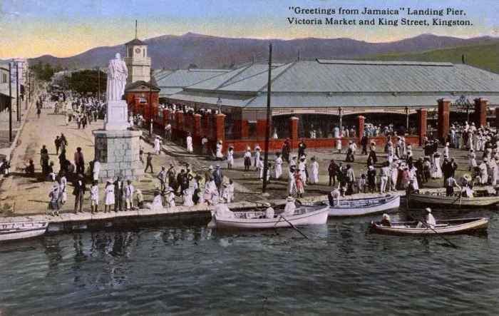 Framed Print : Greetings from Jamaica Landing Pier, Kingston Framed Print : Greetings from Jamaica Landing Pier, Kingston