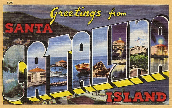 Greetings postcard, Santa Catalina Island, California, USA