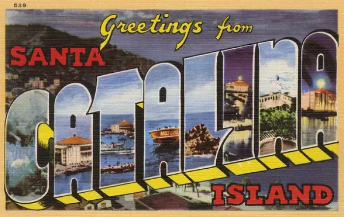 Framed Print : Greetings postcard, Santa Catalina Island, California, USA Framed Print : Greetings postcard, Santa Catalina Island, California, USA