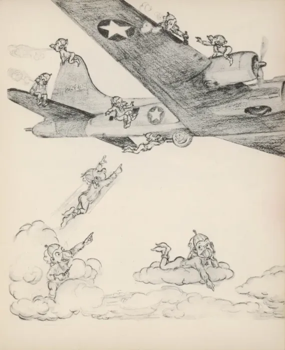 Framed Print : Gremlins and Aircraft Framed Print : Gremlins and Aircraft
