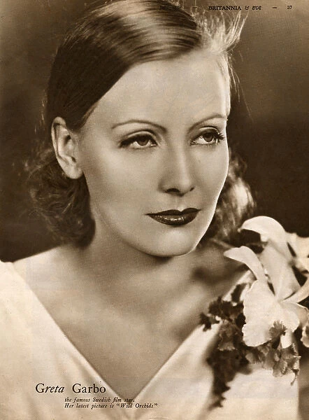Greta Garbo (1905 - 1990), promoting her film Wild Orchids