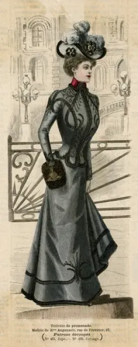 Framed Print : Grey Costume 1899 Framed Print : Grey Costume 1899