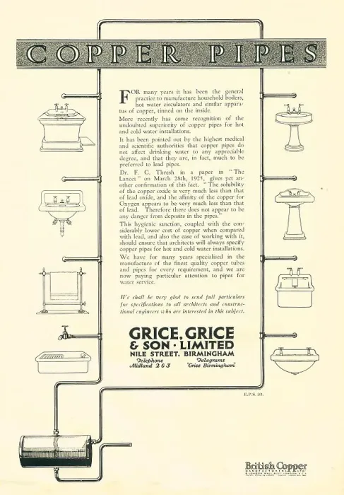 Framed Print : Grice, Grice & Son Copper Pipes Advertisement Framed Print : Grice, Grice & Son Copper Pipes Advertisement