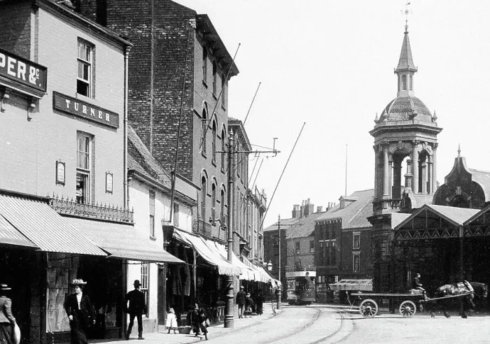 Framed Print : Grimsby Old Market Place early 1900s Framed Print : Grimsby Old Market Place early 1900s