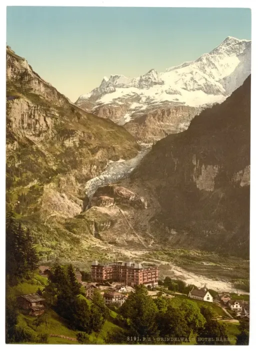 Framed Print : Grindelwald, Bear Hotel and glacier, Bernese Oberland, Switz Framed Print : Grindelwald, Bear Hotel and glacier, Bernese Oberland, Switz