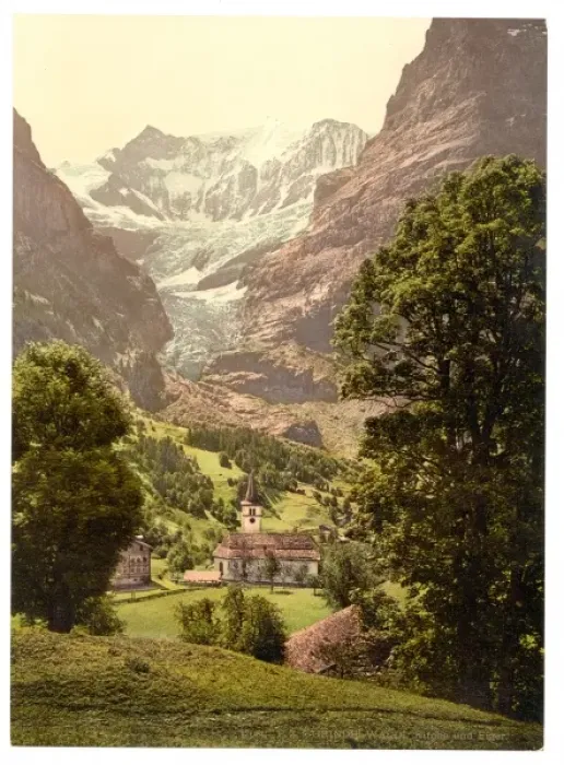 Framed Print : Grindelwald, church and Eiger Mountain, Bernese Oberland, Sw Framed Print : Grindelwald, church and Eiger Mountain, Bernese Oberland, Sw