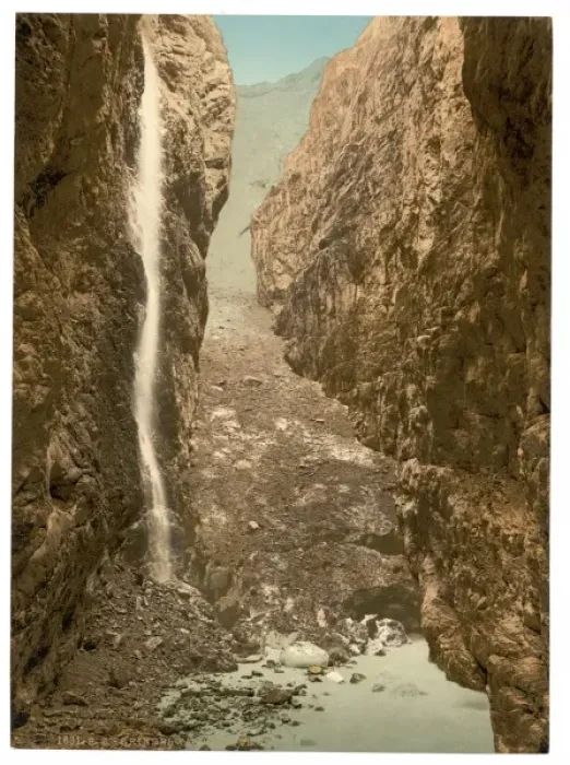 Framed Print : Grindelwald, grotto, II, with waterfall, Bernese Oberland, S Framed Print : Grindelwald, grotto, II, with waterfall, Bernese Oberland, S