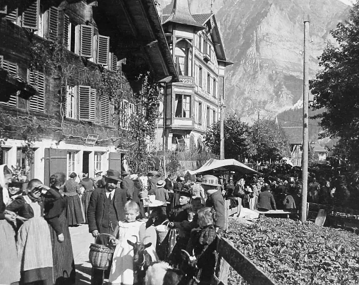 Framed Print : Grindelwald Switzerland early 1900s Framed Print : Grindelwald Switzerland early 1900s