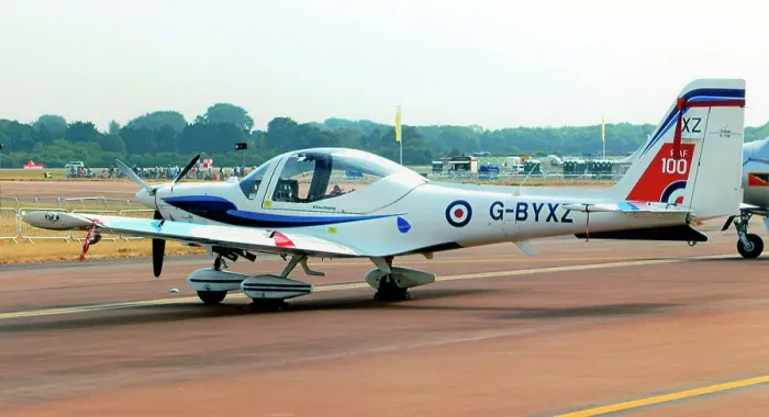Framed Print : Grob G. 115E Tutor G-BYXZ (msn 82182), of Babcock-HCS, operating the RAF's flight experience and University Air Squadron tasks. Seen at the Royal International Air Tattoo - RAF Fairford 13 July 2018 Date: 2018 Framed Print : Grob G. 115E Tutor G-BYXZ (msn 82182), of Babcock-HCS, operating the RAF's flight experience and University Air Squadron tasks. Seen at the Royal International Air Tattoo - RAF Fairford 13 July 2018 Date: 2018