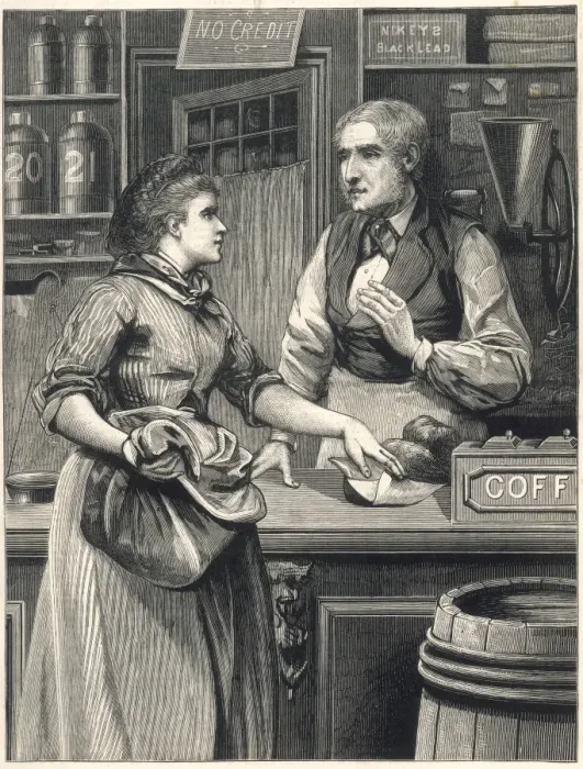 Framed Print : AT THE GROCERs 1880 Framed Print : AT THE GROCERs 1880