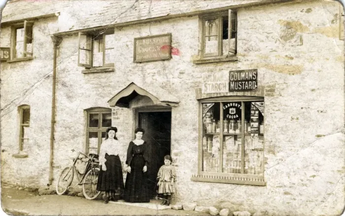 Framed Print : Grocers Shop of S. J. Dunsford, Thought to be at Crickhowell Framed Print : Grocers Shop of S. J. Dunsford, Thought to be at Crickhowell