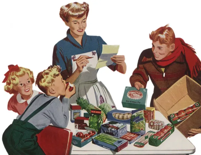 Framed Print : Grocery Delivery Date: 1950 Framed Print : Grocery Delivery Date: 1950