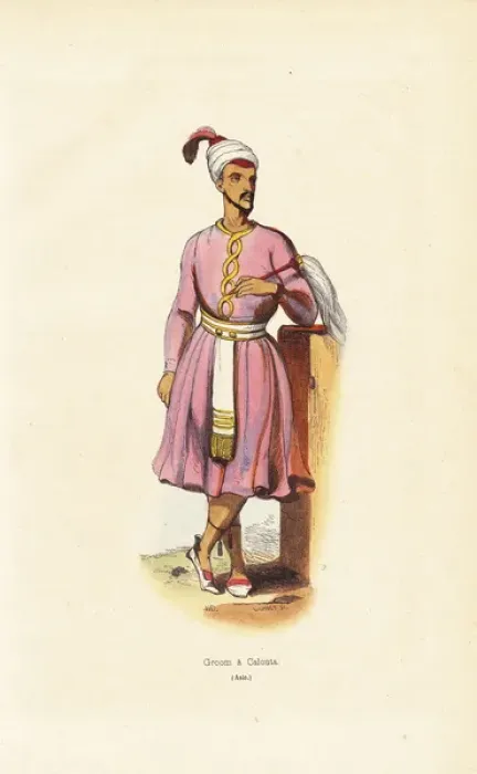 Framed Print : Groom of Calcutta (Kolkata) with turban, skirts Framed Print : Groom of Calcutta (Kolkata) with turban, skirts