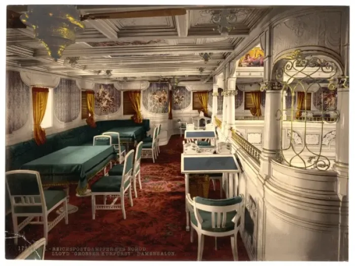 Framed Print : Grosser Kurfurst, Ladies cabin, North German Lloyd, Royal M Framed Print : Grosser Kurfurst, Ladies cabin, North German Lloyd, Royal M