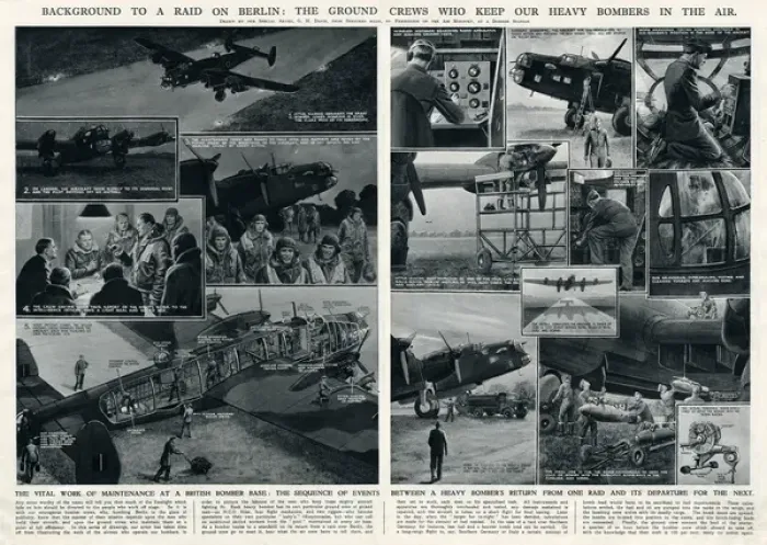 Framed Print : Ground crews and heavy bombers by G. H. Davis Framed Print : Ground crews and heavy bombers by G. H. Davis