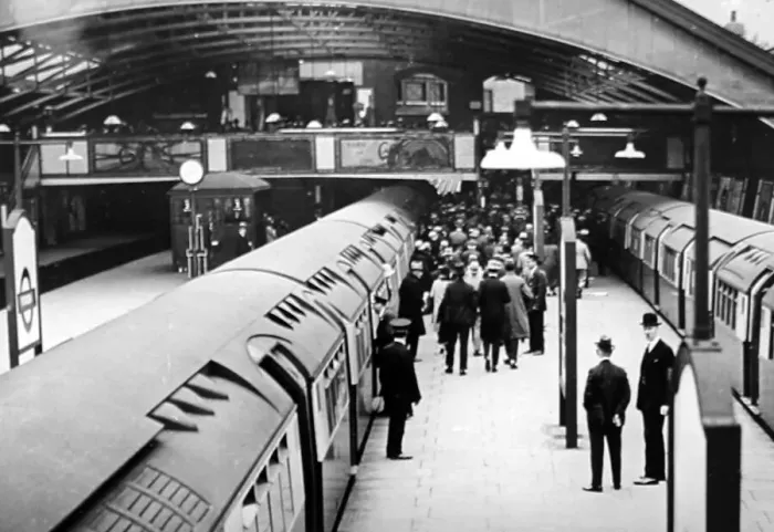 Framed Print : An above ground London underground station, early 1900s Framed Print : An above ground London underground station, early 1900s