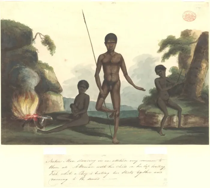 Framed Print : Group of Aborigines in a landscape Framed Print : Group of Aborigines in a landscape