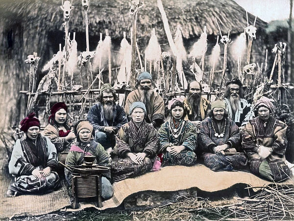 Group of Ainu, Hokkaido, Japan, circa 1880s