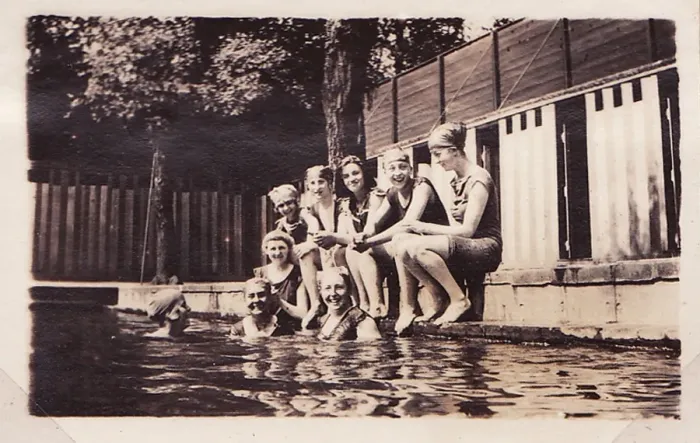 Framed Print : Group of nine at baths Framed Print : Group of nine at baths